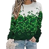 MYHALF St Patricks Day Sweatshirt Women Shamrock Long Sleeve Irish Festival Holiday Tee Short Sleeve Causal Top