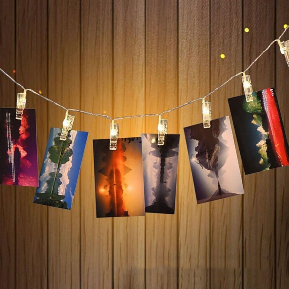 HANGQI 10LED Warmwhite LED Photo Peg Clip String Light Party Wedding Decor