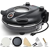 Upgrade Davivy 12" Indoor Pizza Oven with Timer, Pizza Stone & Grill Pan, Countertop Portable Pizza Oven, Pizza Maker Machine