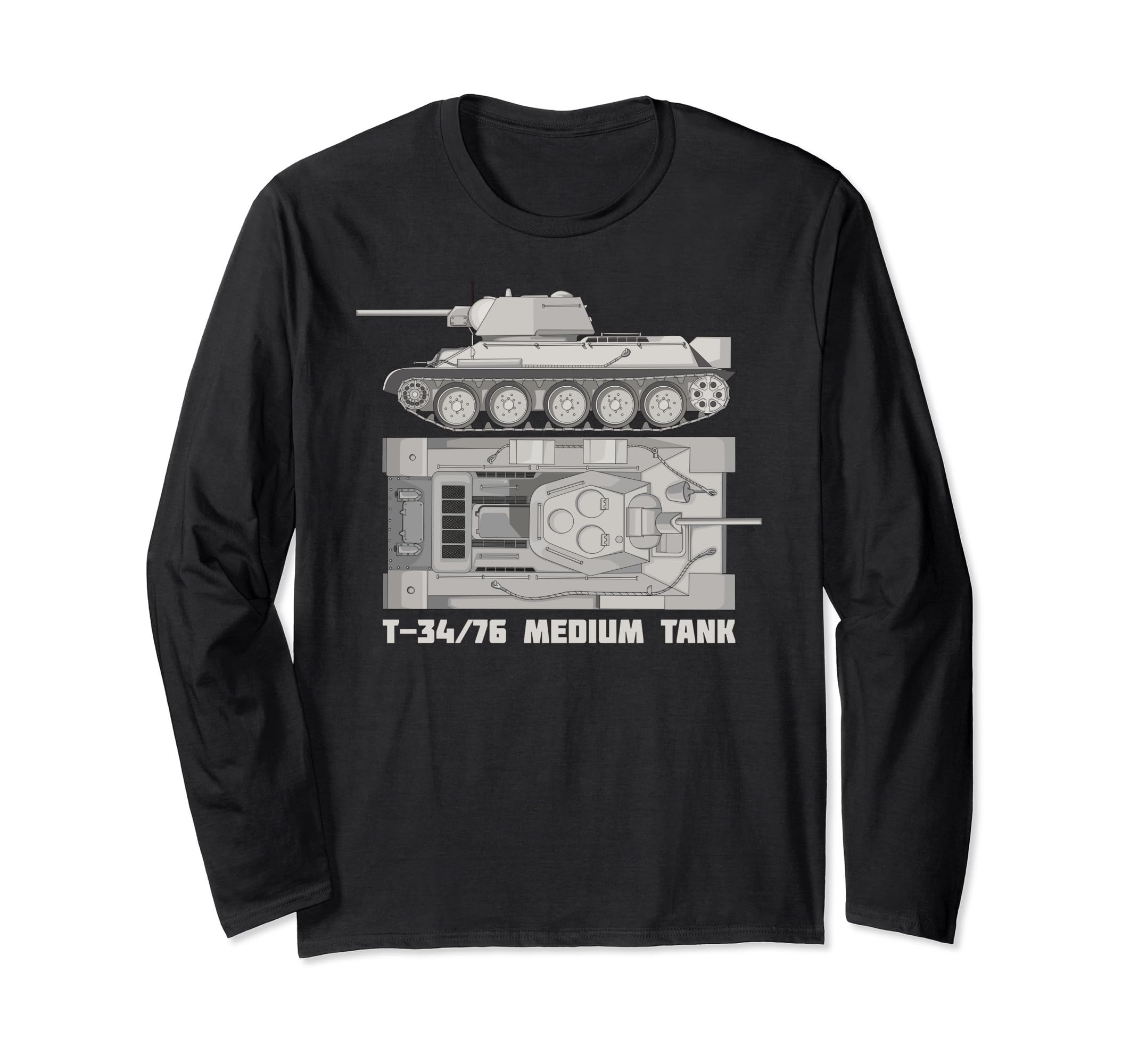 T 34 76 Russian WW2 Tanks Diagram Long Sleeve T-Shirt