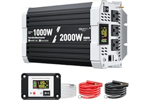 CELYYPU 1000 watt Pure sine Wave Inverter, 12V DC to 110V AC Power Inverter, Used for Solar Emergency Power Supply in RV Homes, with 3 AC Output sockets, USB Port, Type-C Port, Remote Control with LCD Screen