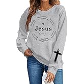 IZROLO Faith Sweatshirts for Women Christian Sweatshirt Jesus Cross Graphic Shirt Bible Verse Religious Hoodie Pullover Tops