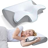 HOMCA Memory Foam Pillow, 2 in 1 Cervical Pillow for Neck Pain Relief, Ergonomic Neck Support Pillows for Side Back Stomach S