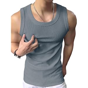 RoseSeek Men's Sleeveless Summer Tank Top Knit Workout Gym Muscle Shirts | Ribbed Knit, Slim Fit, Basic Undershirt, Gym Muscl