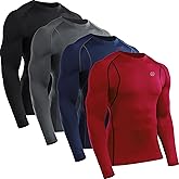 NELEUS 4 Pack Men's Workout Long Sleeve Shirts Compression Dry Fit Muscle Tops