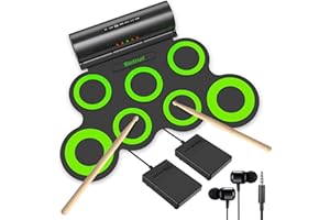Electronic Drum Set, Bietrun Roll Up Drum Practice Pad Midi Drum Kit with Earphone, Built-in Speaker Drum Pedals Drum Sticks 10 Hours Playtime, Great Holiday Birthday Gift for Kids