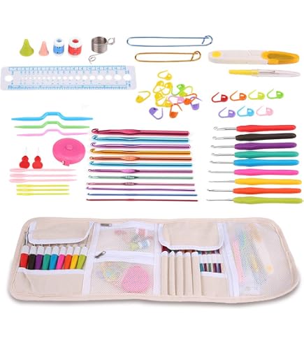 Kit De Ganchillo Para Principiantes - 74 Piezas Con Bolsa, Hilos, Ganchos Y Accesorios