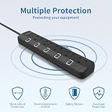 PARTH 2M Black Extension Lead 5 Gang Surge Protection UK Plug 13A 3250W view 2