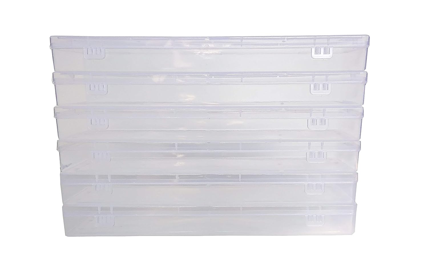Feliz Clear Plastic Set of 6 Long Storage Boxes Size 13x3.25x1.3 inches
