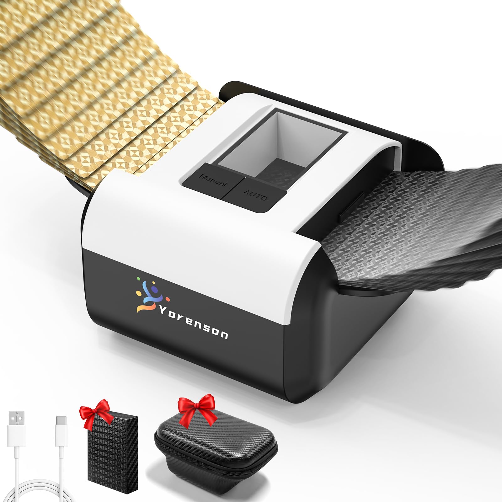 Automatic Card Shuffler Machine with Bag&Cards,Electric Card Shuffler Rechargeable for 1-2 Decks,Dual Modes Auto&Manual,Ultra Quiet USB-C Poker Shuffler for UNO,Blackjack,Bridge,Family Game Night