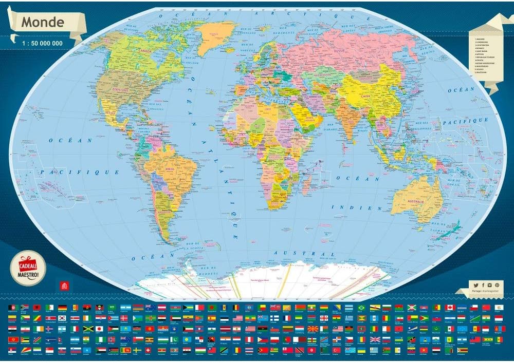 Carte Du Monde à Gratter Planisphère En Français Cadeau