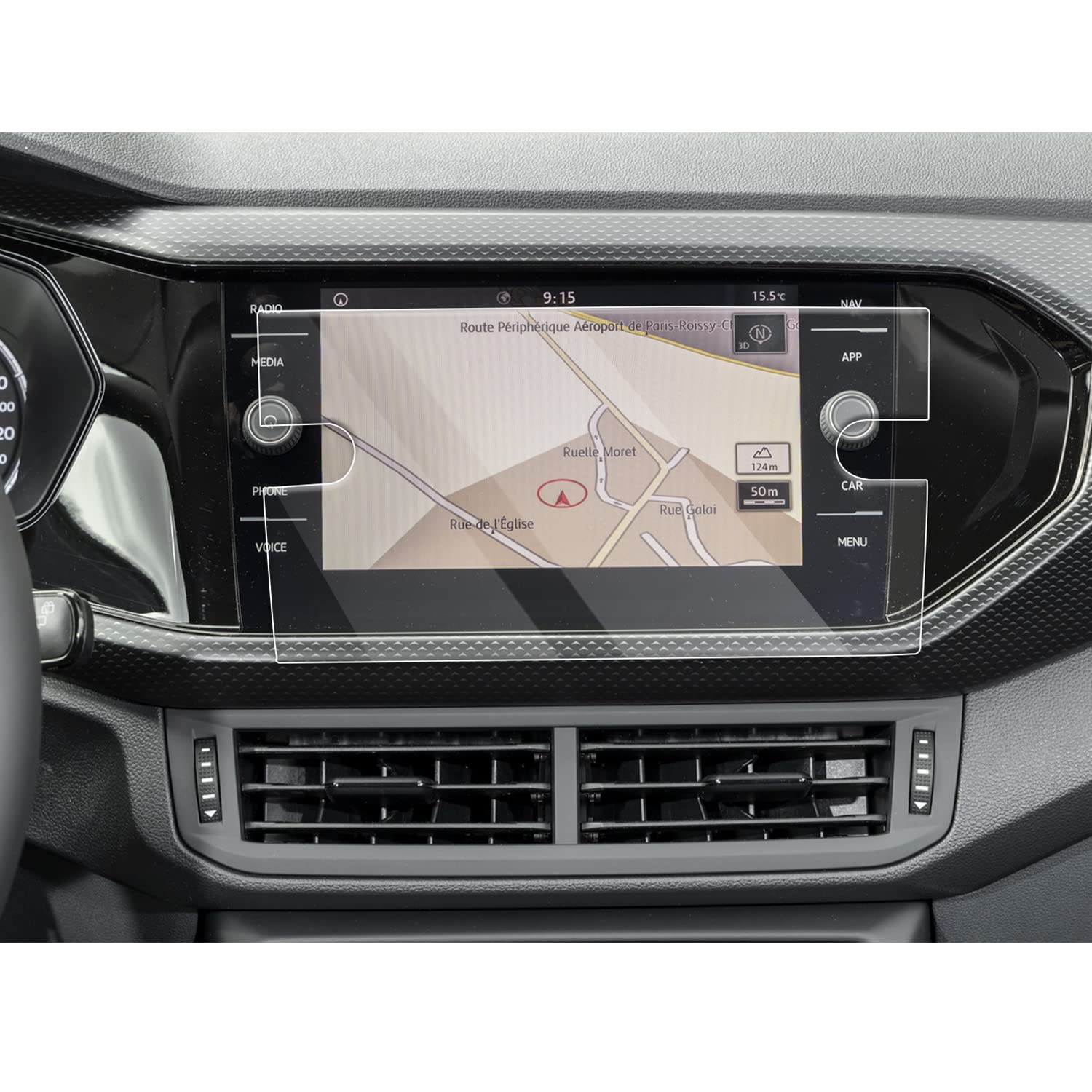 CDEFG T Cross 2019-2025 Navigation Protective Film Tempered Glass Compatible with T-Cross 9H Scratch-Resistant GPS Transparent Screen Protector Car Navi Film Accessories (8 Inches)