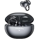 Kinglucky Upgraded Clip-On Earbuds Comfortable fit & Crystal-Clear Sound, 50H Playtime Open Ear Buds Bluetooth 6.0 Wireless Headphones for Women Ideal for Small Ears,Sports,Workouts,Glasses Black