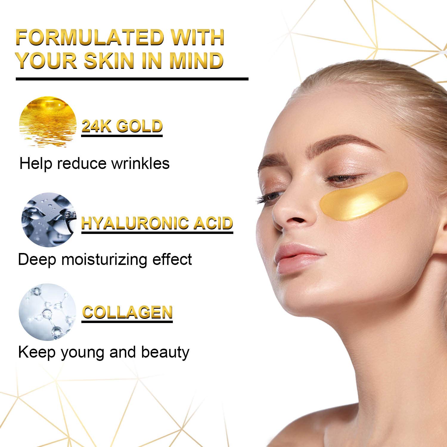 Under Eye Mask, SWAN STAR Under Eye Patches for Dark Circles and Puffiness, 24K Gold Eye Mask Anti-Aging Hyaluronic Acid Collagen Eye Pads for Women and Men, Reducing Dark Circles and Wrinkles Eye Patch, 20 Pairs : Beauty