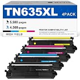 TN635XL TN635 Toner Cartridge Set High Yield MFC-L8930CDW MFC-L8730CDW | Compatible for Brother TN-635XL TN635XXL MFC-L8970CDW HL-L8430CDW HL-L8570CDW HL-L8430CDWT MFC-EX575 Printer 4-Pack