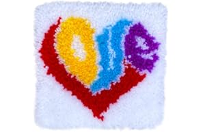 ZuoAnLF Latch Hook Kits for Adults Kids,Soft Simple Embroidery DIY Latch Hook Craft Kit with Printed Pattern Include Latch Hook10x10 Inch (Love)