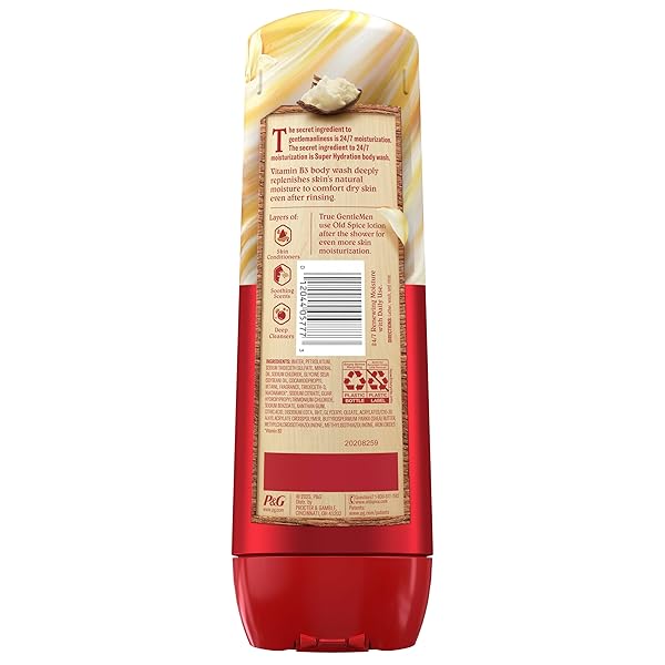OLD SPICE BODY WASH GENTLEMAN’S SUPER HYDRATION FOR MEN, 24/7 RENEWING MOISTURE, GENTLE ON SKIN WITH SKIN CONDITIONERS, VANILLA + SHEA BUTTER SCENT, 20 OZ