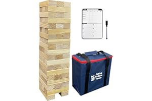 Tumble Tower Game, Outdoor Games for Kids and Adults, Wood Blocks Tower Yard Game (Large-1.87FT)