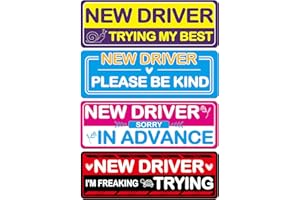 HINGTAI 4Pcs Student Driver Magnetic Car Stickers for Beginners, New Magnetic Student Driver Stickers Signs for Car, Bumper Safety Decoration Supplies, Suitable for Students and Novices as Auxiliary Equipment