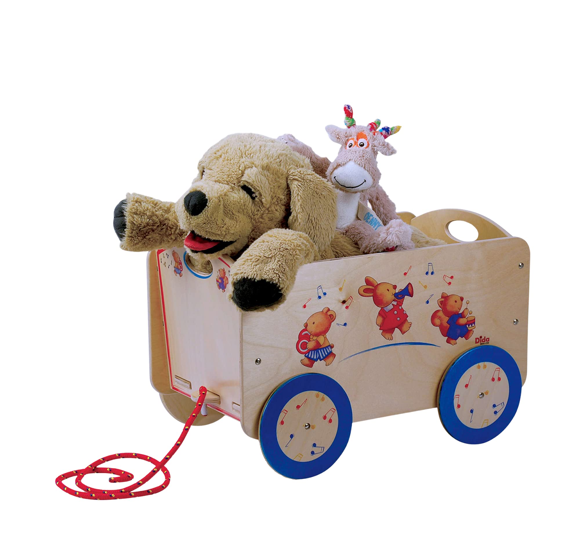 Dida - wooden cart for items and children's toys Decorative animal musicians