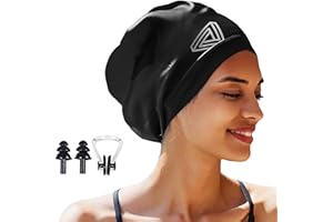 EXQUISLIFE Large Swimming Cap, Suitable for Men and Women, Specially Designed Swimming Cap, Suitable for Very Long and Thick Curly Hair and Braids, Keep Hair Dry