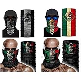 4PCS Skull Mexico Face Sun Scarf Tube Skeleton Bandana Neck Gaiter Magic Balaclava for Riding Biker Fishing Cycling Running Hiking