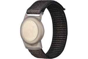 QONUIY Kids Wristband Compatible with Apple AirTag, Protective Case for Air Tag GPS Tracker Holder with Nylon Bracelet, Adjustable Anti Lost Watch Band for Toddler Child Elder (Black)