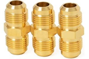 ChillWaves Brass Flare Tube Fittings, 5/8" Male Flare x 5/8" Male Flare Union Gas Adapter Pipe Connector for Propane(3-PACK)