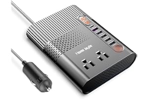 HOMEJAYDE 300W Car Power Inverter 12V DC to 110V AC Car Adapter for Plug Outlet, Car Mounted Converter Power Inverter with Type-C Port, 4 USB Ports, QC Port, 2 AC Outlets and 2 Cigarette Lighter Ports(Black)