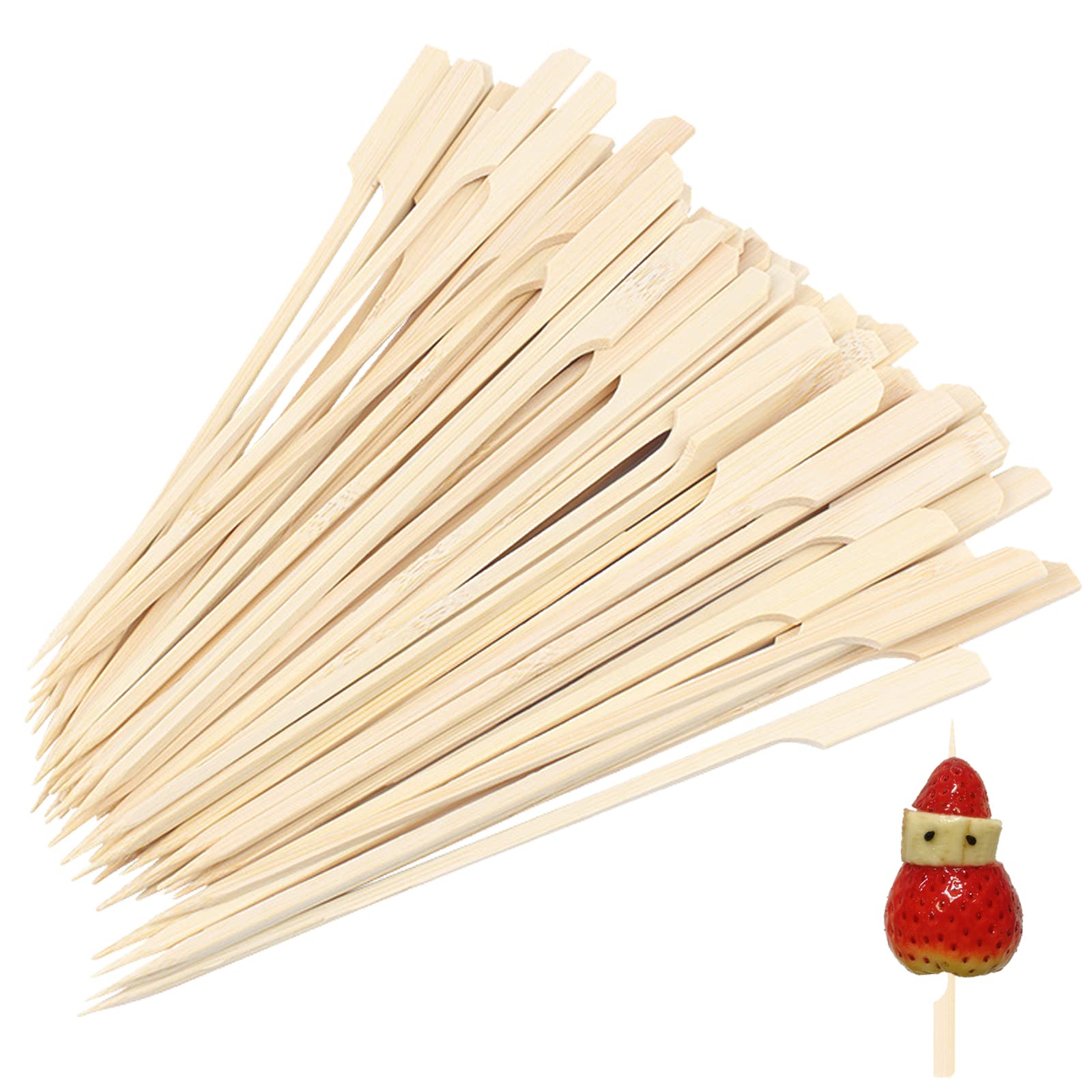 200 PCS Bamboo Skewers, 12 CM Wooden Bamboo Paddle Skewers Paddle Skewers Barbecue Bamboo Skewers for Grill Party Fruit Cocktails Buffets