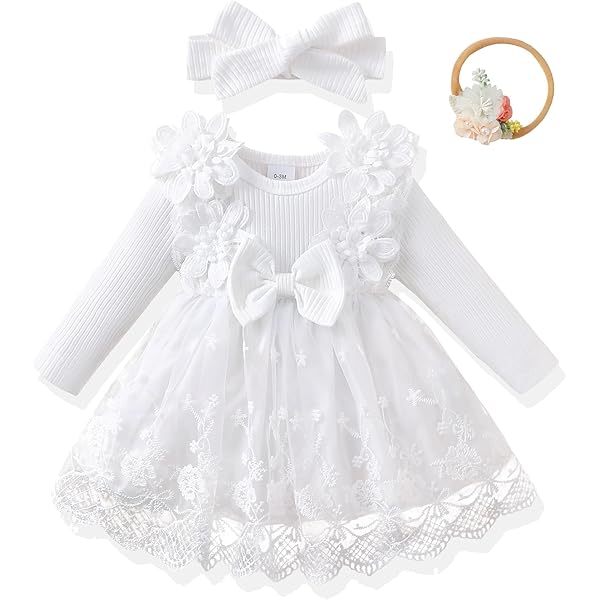 Amazon.com: foohinck Newborn Baby Girl Dress 0 3 6 Months Infant Pink White  Baptism Outfit Party Dresses Hat Shoes Set (White 2, 0-3 Months): Clothing,  Shoes & Jewelry