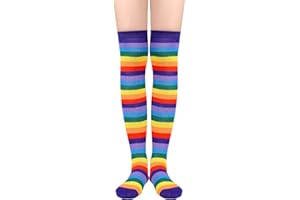 AMERICAN TRENDS Womens Rainbow Socks Striped Knee High Socks Thigh High Stockings Casual Tube Socks Costume Leg Warmers