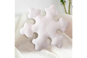 FRJINIE Snowflake Pillow,Christmas Throw Pillows Winter Snowflake Pillow White Decorative Pillow Plush Cute Pillow for Couch Sofa Bed Decoration (B, 15.8")