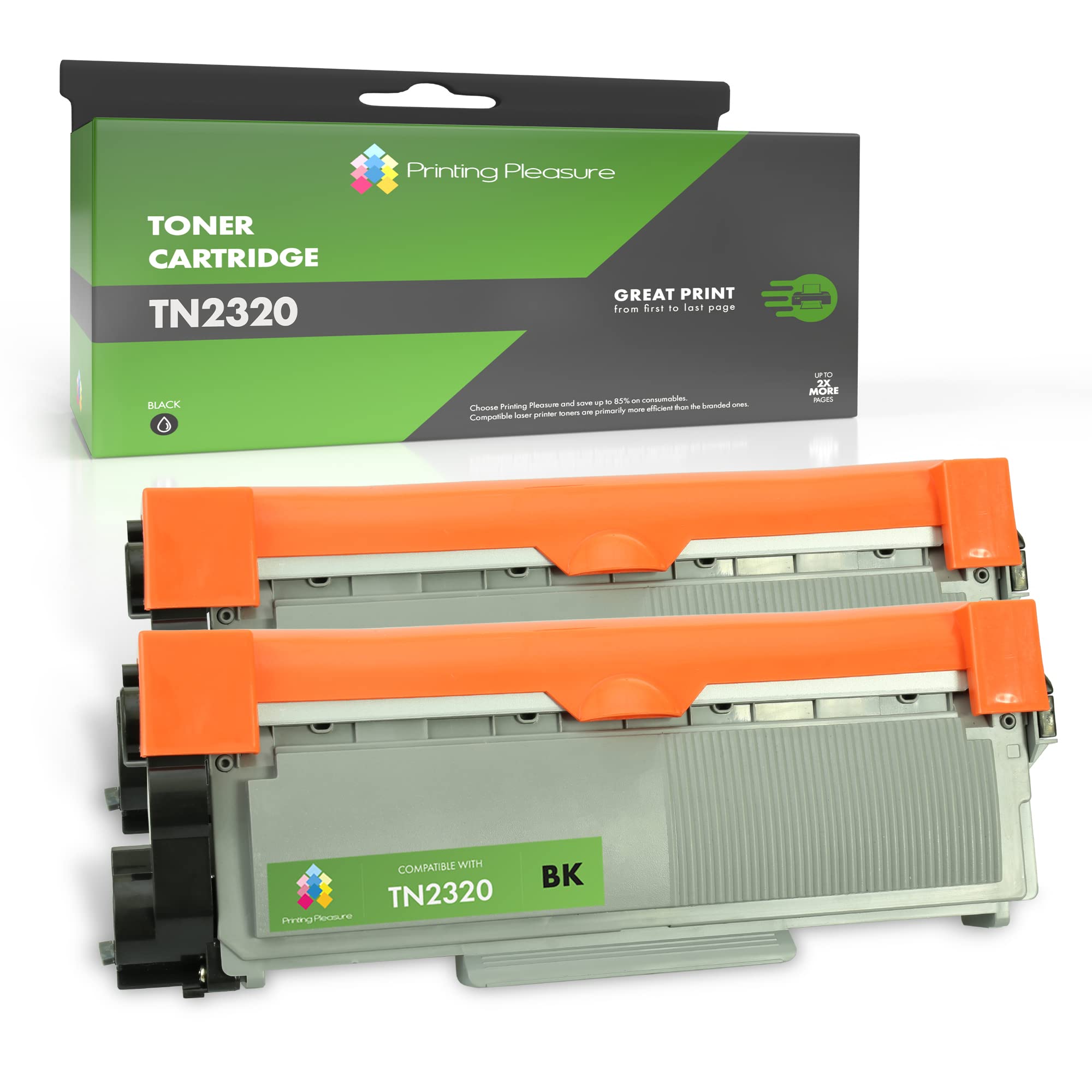 Printing Pleasure TN2320 TN2310 Replacement for Brother TN-2320 TN-2310 Toner Cartridge Compatible with HL-L2300D MFC-L2700DW HL-L2340DW HL-L2365DW DCP-L2520DW 2 Black