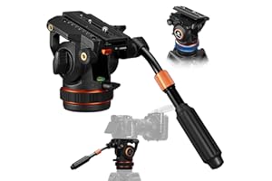 K&F CONCEPT Professional Fluid Head, Lightweight Fluid Video Head Silky-Smooth Stable Tripod Head Mount Max Load 17.6lbs/8kg, Net Weight 1.32KG Tripod Head for 360°Pan and -75°to 90 Tilt. BV50