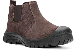 ZBVB Steel Toe Work Boots for Men Women Slip-on Chelsea Boots, Men's Industrial Construction Shoes, Waterproof, Lightweight, Comfortable, Non-slip Safety Boots…