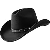 Jastore Kids Western Hats Boys Girls Cowboy Cowgirl Hat Felt Fedora Hat with Belt Buckle