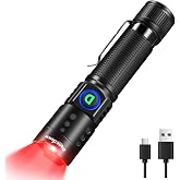 DARKDAWN Red Light Flashlight, LED Rechargeable USB Redlight Flashlight | Mini Flash Light Focus Adjustable, Portable with Pocket Clip for Fishing, Beekeeping, Hunting, Astrophotography
