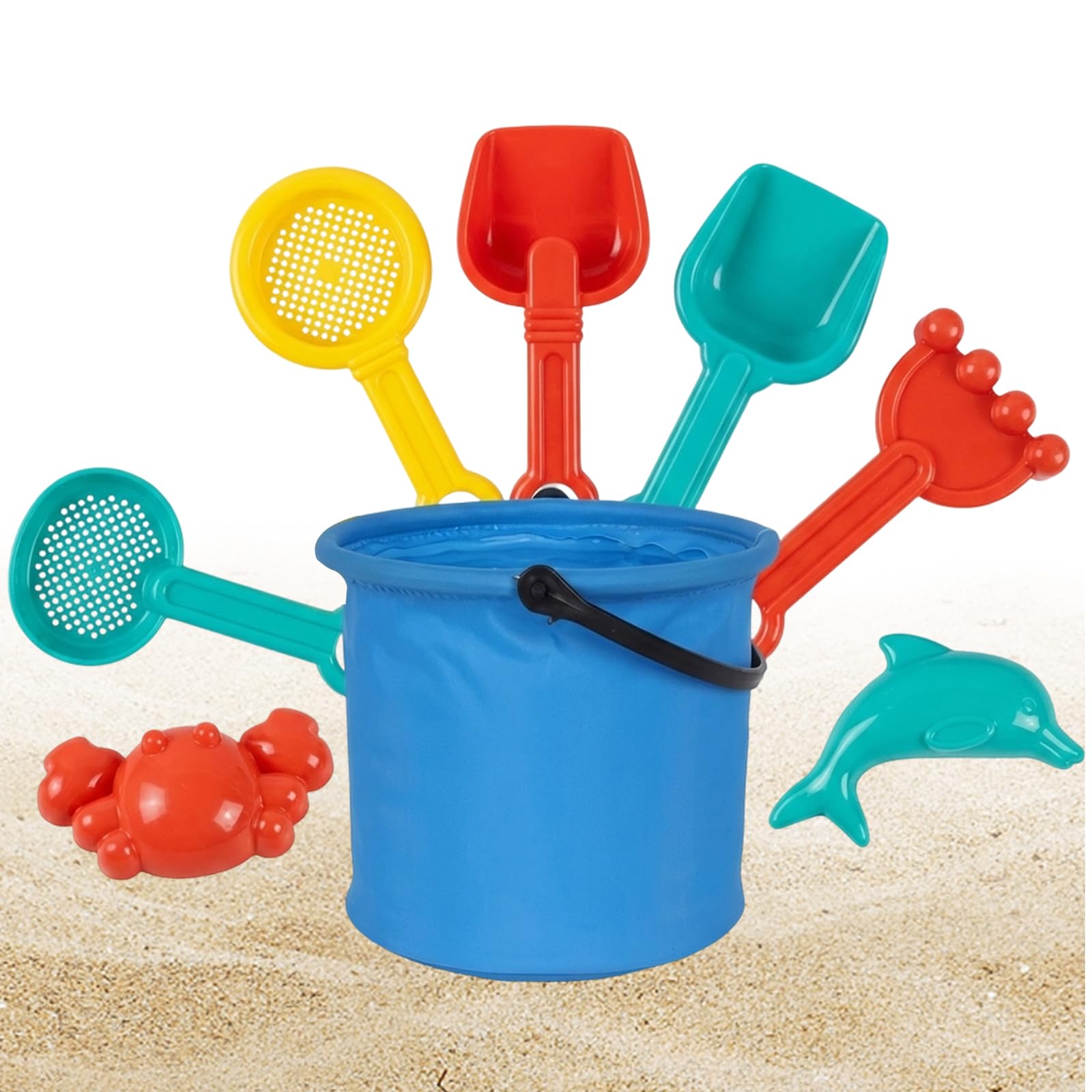 Bucket and Spade Beach Set Kids, 8-Piece Beach Toys Collection with Play Sand for Kids, Sand Toys for Outdoor Activities, Durable Construction for Long-Lasting Use