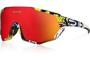Queshark Cycling Glasses Sports Sunglasses for Men Women with 1 Polarized 2 HD Lens For MTB Running Driving Fishing Baseball