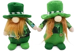 LAZIMNINC 2PCS St.Patrick's Day Gnome Plush Elf Decorations, Handmade Green Hat Doll Faceless Elderly Irish Festival Lucky Clover Hanging Ornament, Saint Patrick's Day Irish Decorations