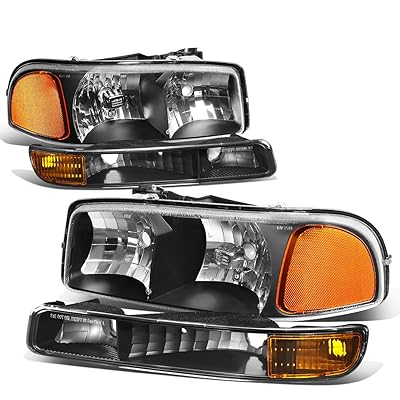 4Pcs Black Housing Amber Corner HeadlightsBumper Light Lamp Replacement for GMC Sierra Yukon GMT800 99-07