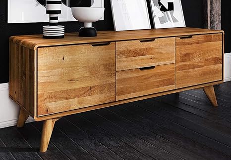 Kommode Timaru 17 Wildeiche massiv geölt - Abmessungen: 49 x 134 x 40 cm (H x B x T)