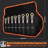 ss shovan 8Pcs Flexible Head Ratchet Spanner Set 72 Tooth 8-19mm Chrome Vanadium view 2