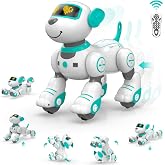 STEMTRON Interactive Robot Dog,Programmable Pet with Touch &amp; Dance | Remote Control Robotic LED eyes, follow mode, 12+ stunts, RC Robot with 6 songs, rechargeable battery, STEM gift for ages 3+