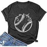 ALLTB Baseball Shirt Women Baseball Mom Shirts Funny Game Day Baseball Graphic Tee Tops Casual Ball Short Sleeve Tee Top