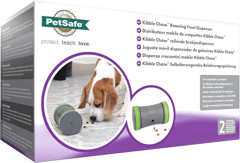 Kibble Chase - Dispensador de Comida e Petiscos para Cães, Brinquedo Interativo Inteligente para Cães, Funcionado a Pilhas, Resistente
