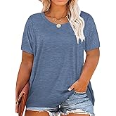 Plus Size Summer T Shirts Women Tops Short Sleeve Round Neck Casual Loose Fit Tee Tshirts Tunic