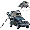 Naturnest Hard Shell Rooftop Tent Hardshell Roof Top Tent Car Camping for Pickup Wagon Van SUV All Seasons with Telescopic Ladder (Black & Beige)