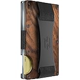 Hayvenhurst Wallet For Men - Reinvented Design Men's Wallet - Slim, Minimalistic & Seamless, Blocks RFID Scanners with a Cash Strap (Walnut Wood)